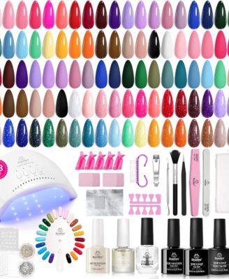 Beetles Gel Nail Polish Kit with U V Light, 68 Pcs Gel Nail Kit 35 Colors Emotional Spectrum with Base Matte&Glossy Top Coat Soak Off Nails Supplies Manicure Set Home Salon Gifts for Women